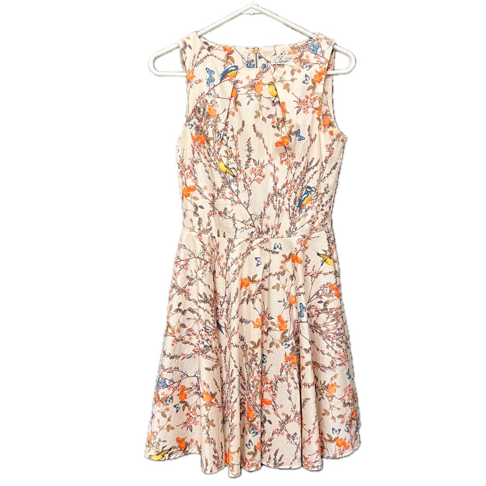 Modcloth Bird Print Luck Be a Lady Blossom Dress